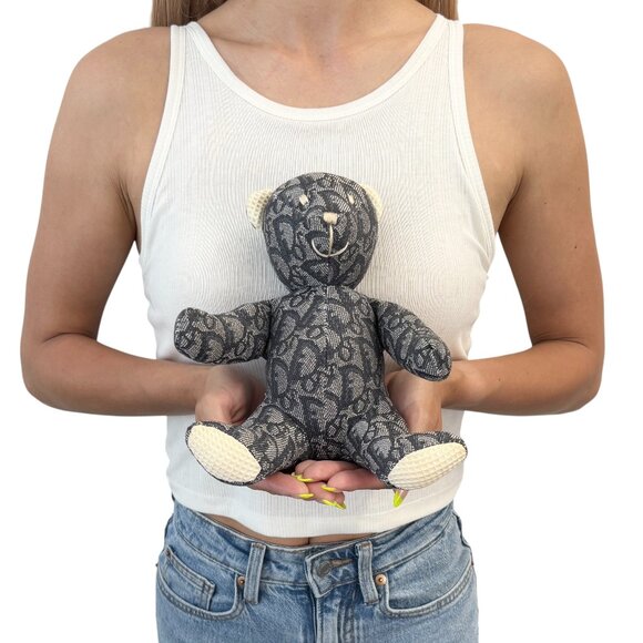 Dior Other - Christian Dior Vintage Trotter Monogram Teddy Bear Plush Toy Blue White [105906]